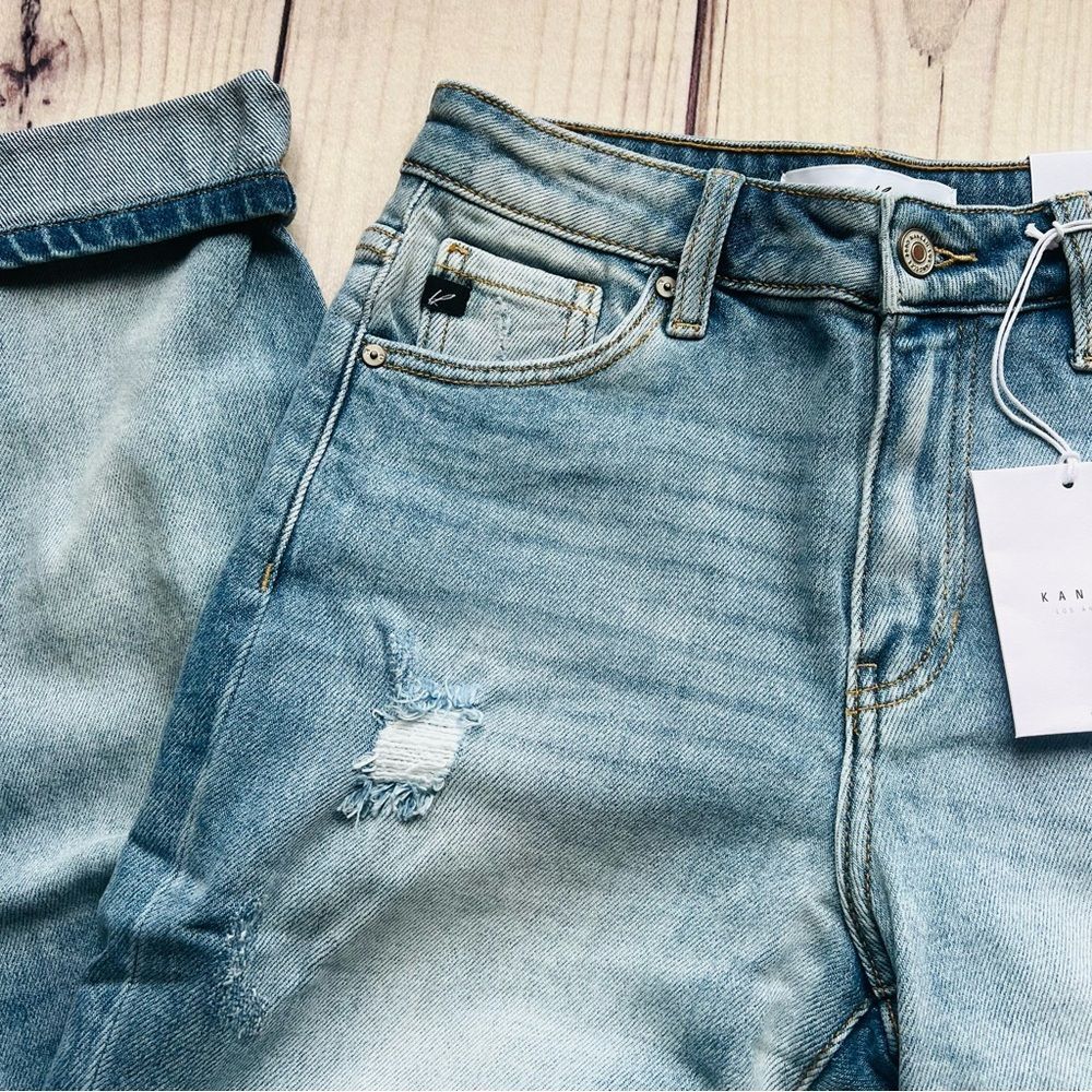 KanCan Distressed High Rise Cuffed Mom Fit Jeans - Picture 3 of 11